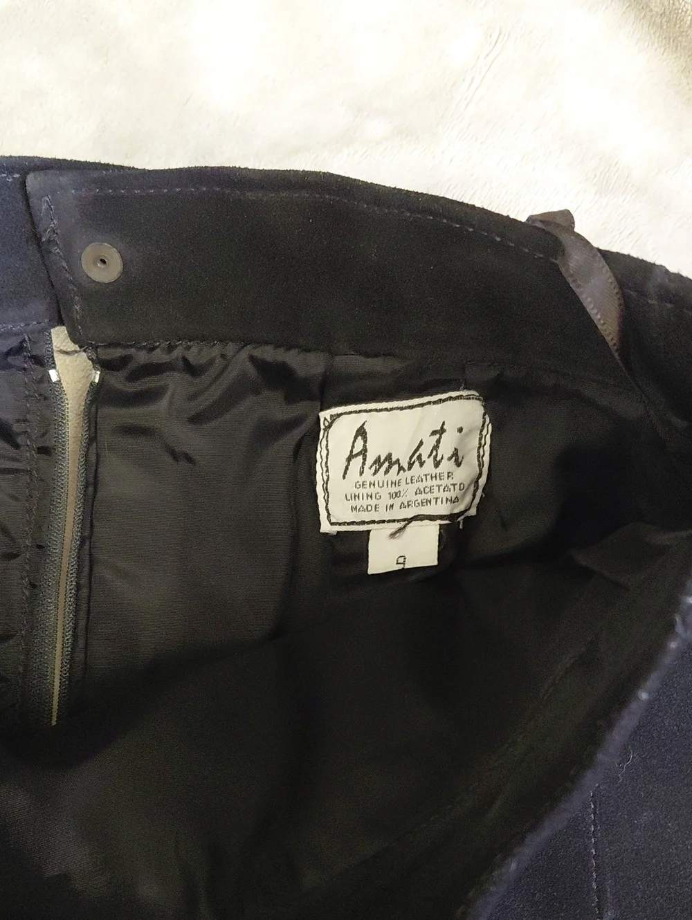 Vintage Genuine Suede Leather Pencil Skirt Black Size 9 High Waist